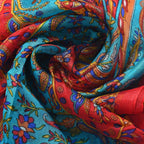 Bedruckter Satin-Seidenschal, 48x160cm, rosa-braun