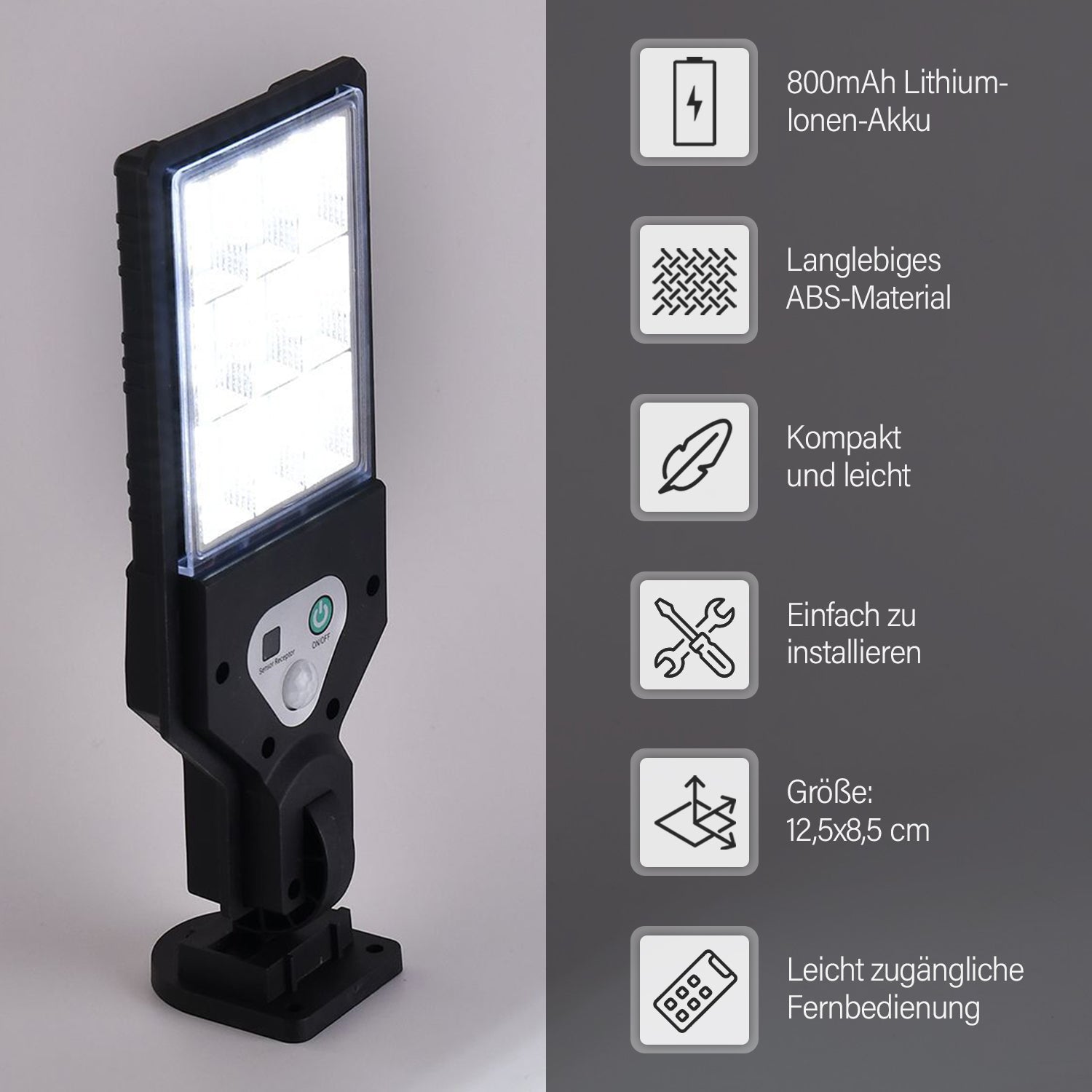 Sensor-Solar-Straßenlampe Material, Solar-LED, mit Fernbedienung, schwarz