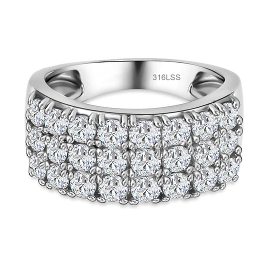 Feinster Zirkonia Ring, 316L Edelstahl , (Größe 20.00), ca. 3.48 ct