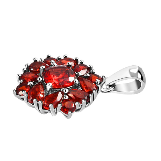 Natürlicher Mosambik Granat Anhänger, 925 Silber platiniert ca. 3.75 ct