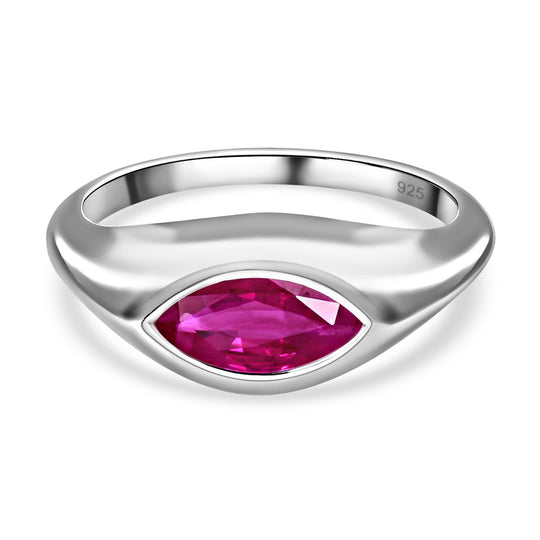 Afrikanischer Rubin (Fissure gefüllt) Ring, 925 Silber platiniert (Größe 20.00) ca. 1.43 ct