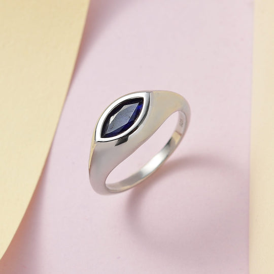 Masoala Saphir (Fissure gefüllt) Ring, 925 Silber platiniert ca. 1.71 ct