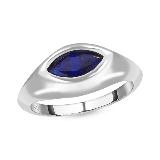 Masoala Saphir (Fissure gefüllt) Ring, 925 Silber platiniert ca. 1.71 ct