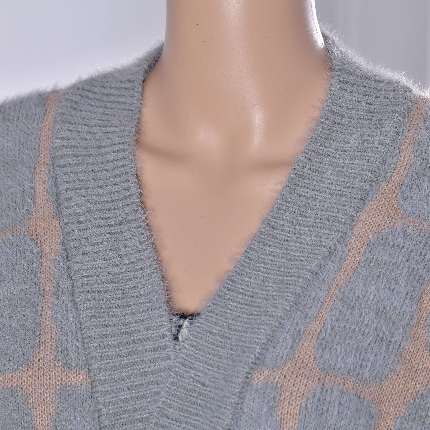 Cardigan mit 2 Taschen, Einheitsgröße, 64x84cm, grau und pfirsichfarben