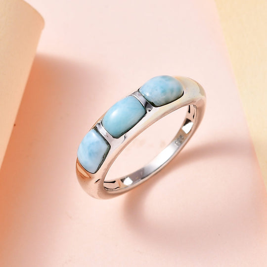 Larimar Ring, 925 Silber platiniert ca. 2.35 ct