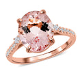 AAA Rosa Morganit, Weißer Diamant, Ringe 585 Gold (Größe 17.00) ca. 4.10 ct