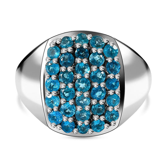 Neon Apatit Ring, 925 Silber platiniert, (Größe 18.00) ca. 1.42 ct
