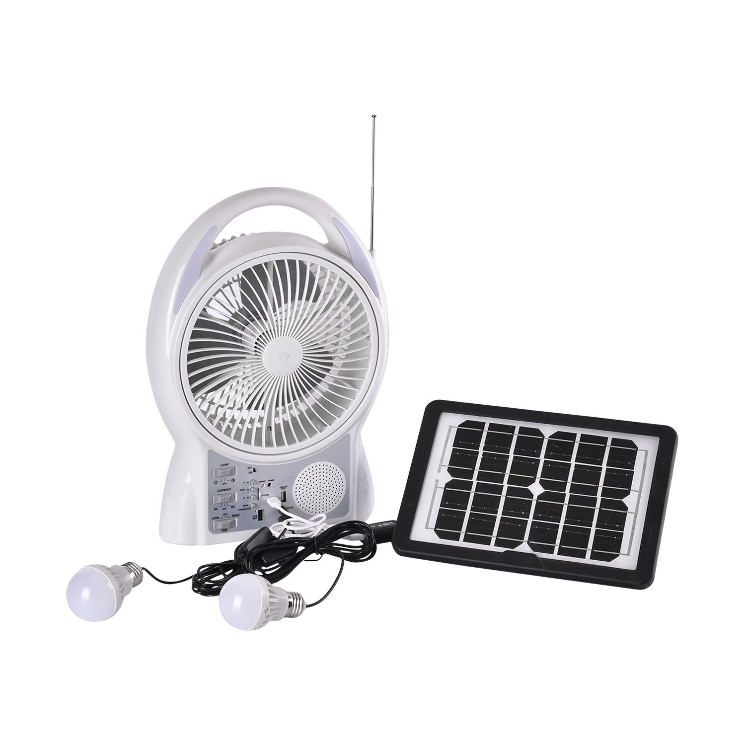Tragbarer Mini-Solarventilator, Eingebauter 5500MAH Lithium-Akku, weiß