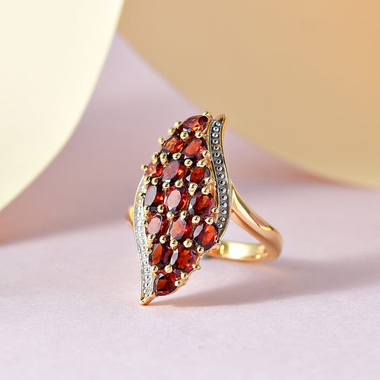 Natürlicher Mosambik Granat Ring 925 Silber vergoldet ca. 2.88 ct