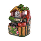 Wasserbrunnen mit LED Lichter und Kristallkugel, 15x12x20 cm, Rotes Haus und Mühlrad