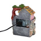 Wasserbrunnen mit LED Lichter und Kristallkugel, 15x12x20 cm, Rotes Haus und Mühlrad