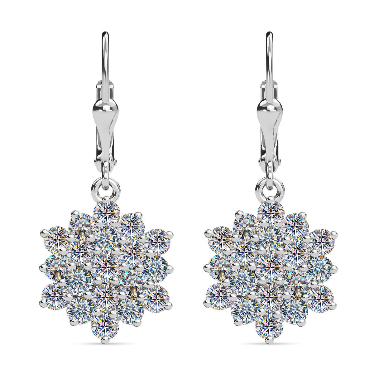 Moissanit Ohrringe, 925 Silber platiniert ca. 2.28 ct