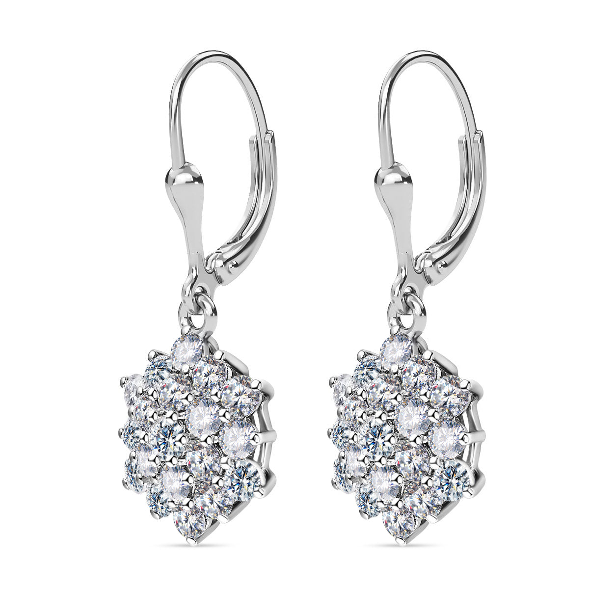 Moissanit Ohrringe, 925 Silber platiniert ca. 2.28 ct