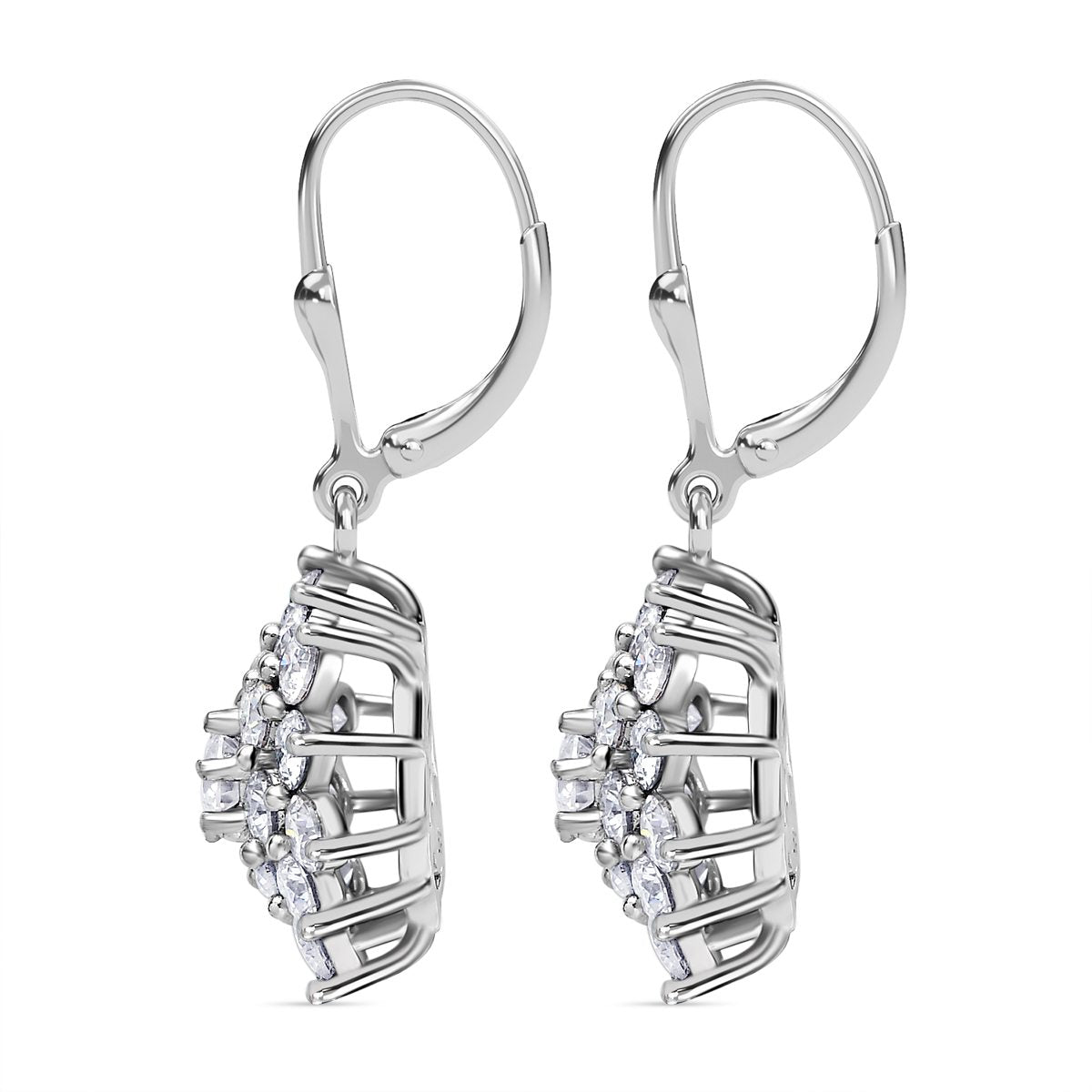 Moissanit Ohrringe, 925 Silber platiniert ca. 2.28 ct