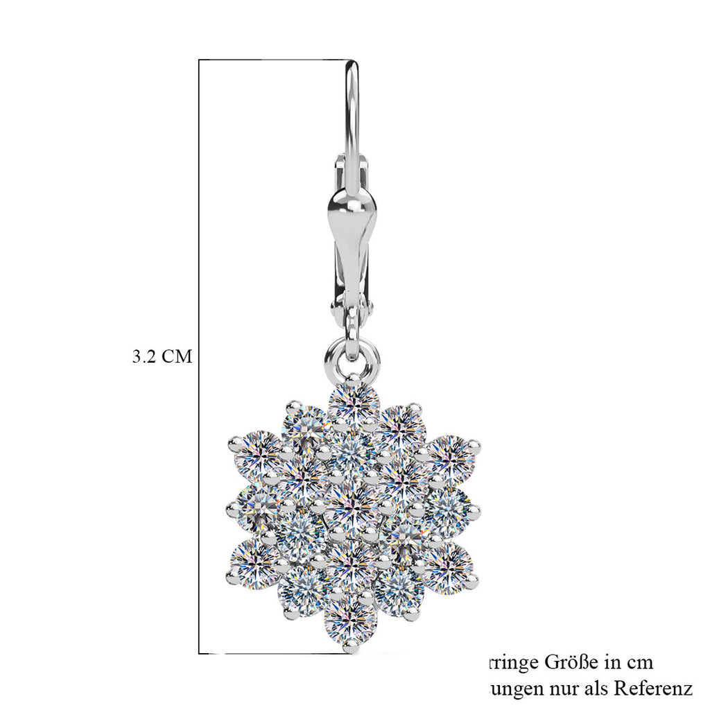 Moissanit Ohrringe, 925 Silber platiniert ca. 2.28 ct