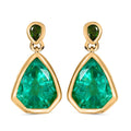 Smaragd Triplett Quarz und natürliche Chromdiopsid-Ohrringe - 9,21 ct.