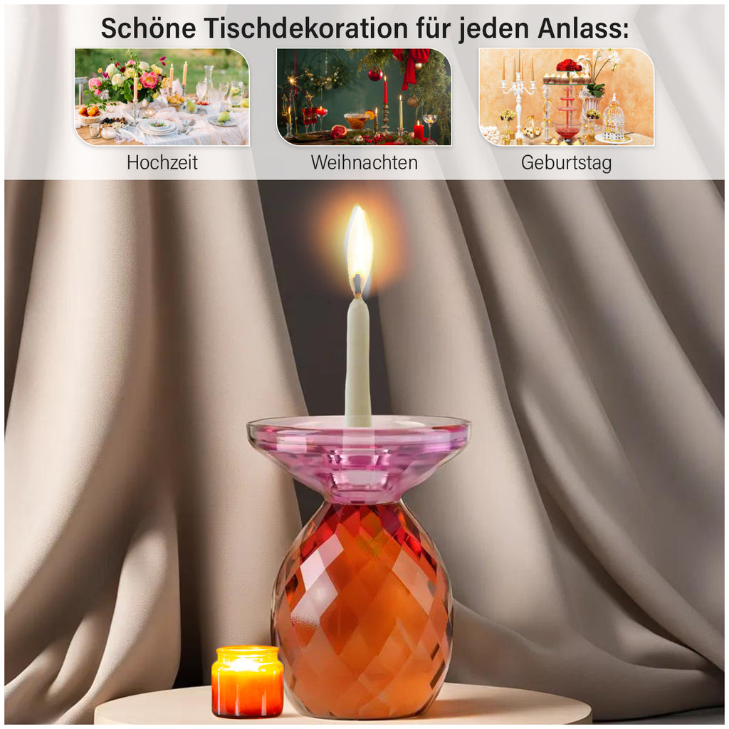 Ananas-Kerzenhalter aus Glas, Größe: 10x13cm, lila