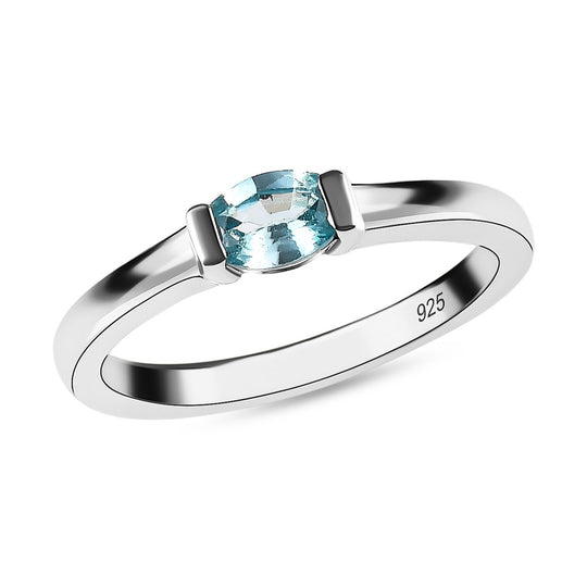 Kambodschanischer Blauer Zirkon Ring, 925 Silber platiniert ca. 0.73 ct