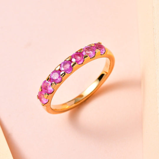 Ilakaka Rosa Saphir (Fissure gefüllt) Ring, 925 Silber vergoldet ca. 1.30 ct
