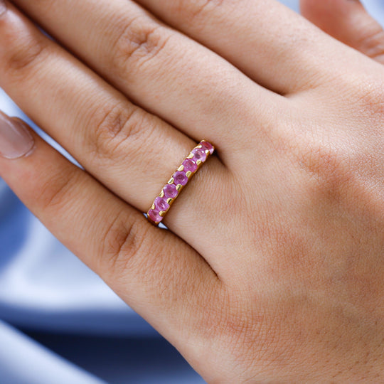 Ilakaka Rosa Saphir (Fissure gefüllt) Ring, 925 Silber vergoldet ca. 1.30 ct