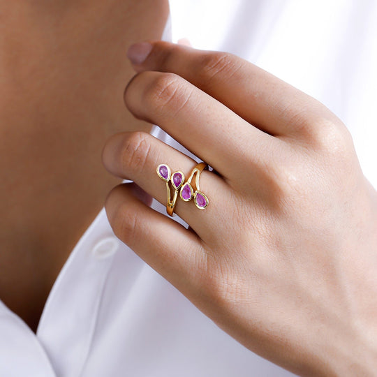 Ilakaka Rosa Saphir (Fissure gefüllt) Ring, 925 Silber vergoldet ca. 1.20 ct