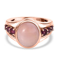 Natürlicher Peruanischer Rosa-Opal, Rhodolith Granat Ring, 925 Silber rosévergoldet (Größe 17.00) ca. 4.71 ct