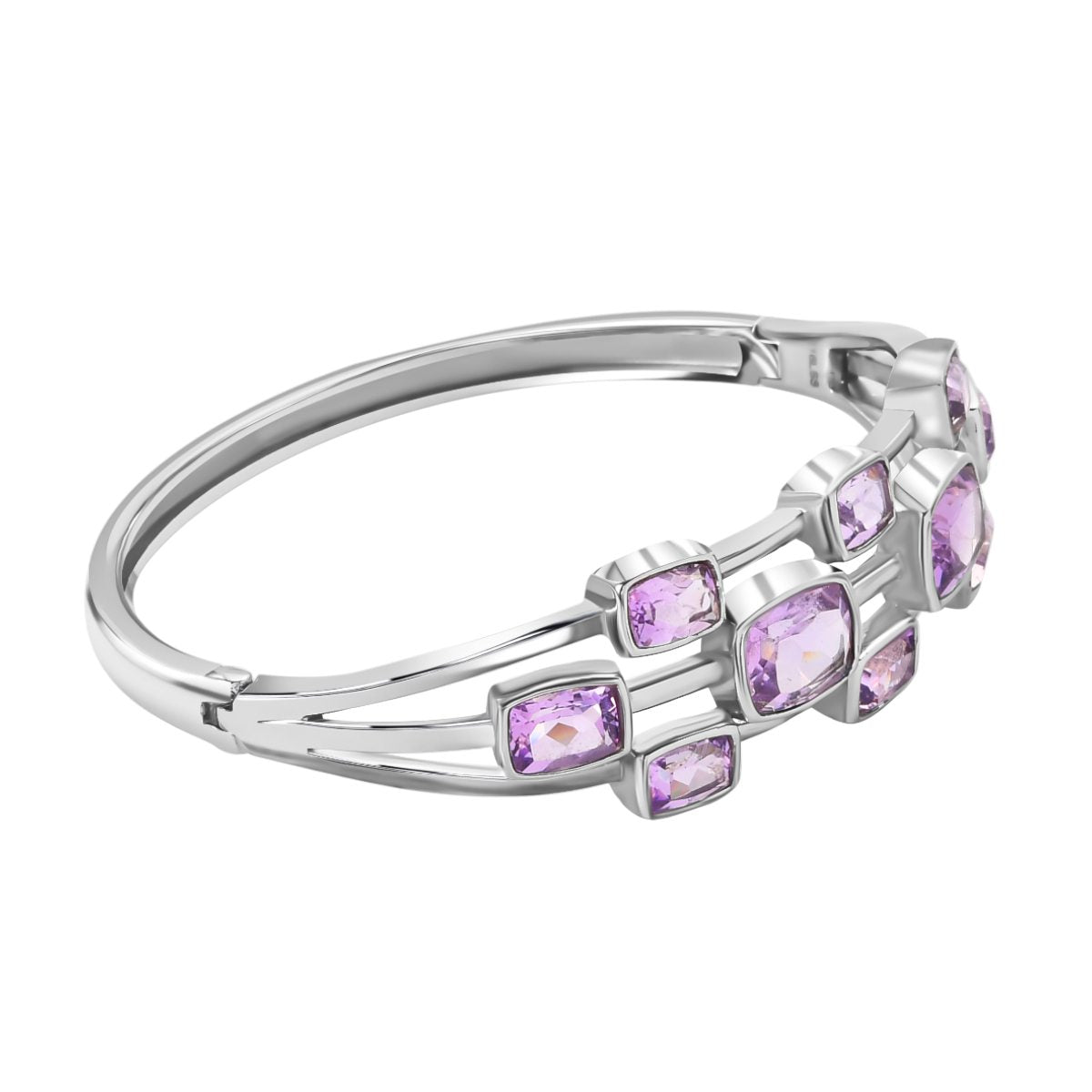 Rose De France Amethyst Armreif, ca. 19 cm Edelstahl ca. 14.00 ct