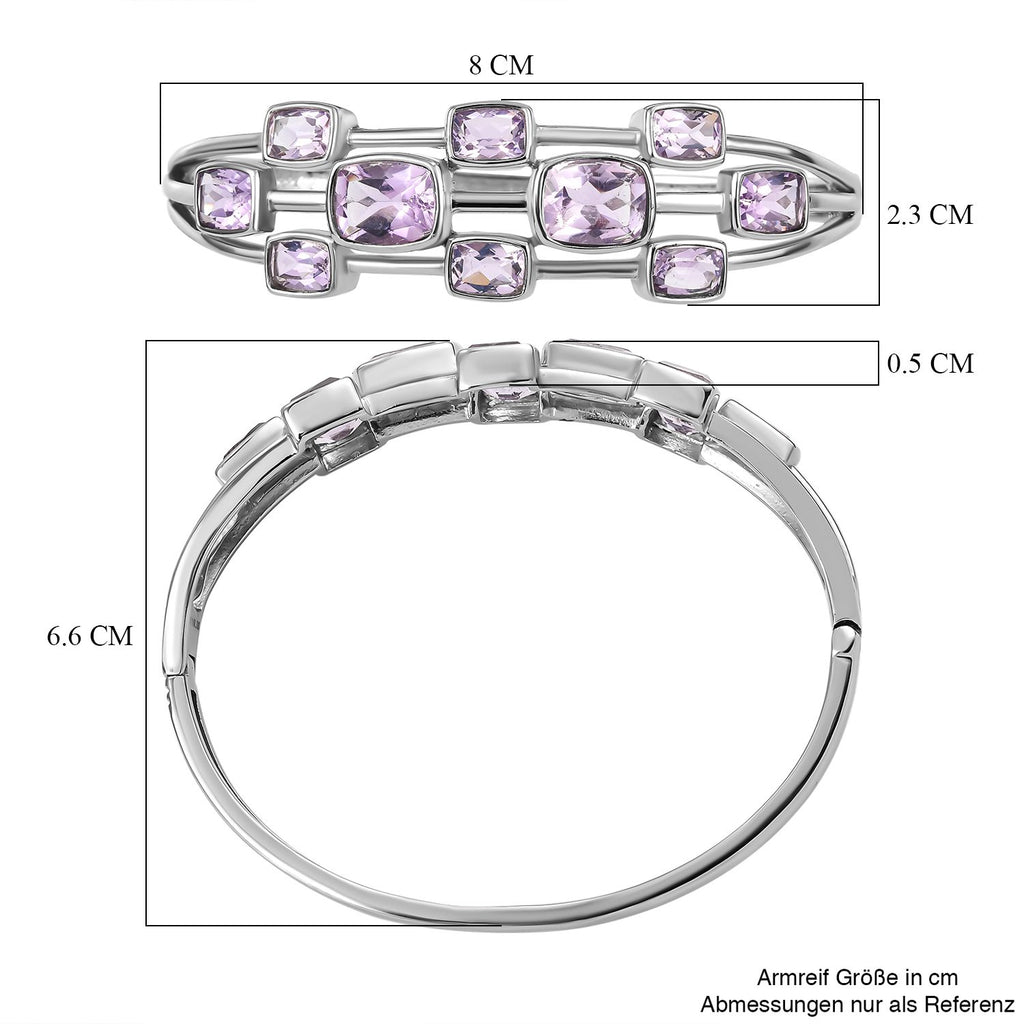 Rose De France Amethyst Armreif, ca. 19 cm Edelstahl ca. 14.00 ct