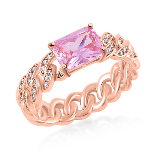 Rosa Zirkonia, weißer Zirkonia Ring, ca. 0.30 ct