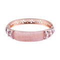 Rosenquarz, Rosa Kristall Armreif ca. 19 cm Reine Legierung Rosé 20.02 ct