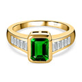 Natürlicher Chromdiopsid, weißer Zirkon Ring, 925 Silber vergoldet (Größe 17.00) ca. 2.52 ct