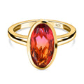 Sunset Triplette Quarz Ring, 925 Silber vergoldet (Größe 17.00) ca. 3.33 ct