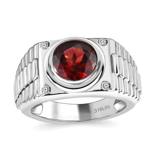 Roter Granat Ring, Edelstahl, , ca. 2.34 ct