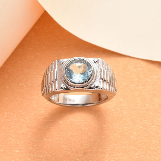 Himmelblauer Topas Ring Edelstahl ca. 2.23 ct
