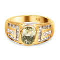 Triphan, weißer Zirkon Ring 925 Silber Gelbgold Vermeil (Größe 17.00) ca. 2.73 ct