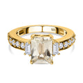 Triphan weißer Zirkon Ring, 925 Silber Gelbgold Vermeil (Größe 21.00) ca. 3.51 ct