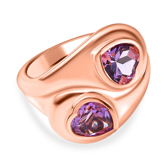 GP Amore Kollektion - Rose De France Amethyst, Kanchanaburi Blauer Saphir Ring, 925 Silber Roségold Vermeil (Größe 21.00) ca. 2.03 ct