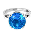 Karibik Quarz, weißer Zirkon Ring, 925 Silber platiniert, (Größe 17.00) ca. 7.09 ct