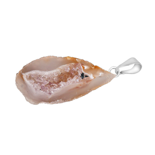 Drusy Quarz Anhänger, silberfarben ca. 30.00 ct