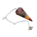 Mehrfarbige Edelsteinscheiben 7 Chakra Donut-Pendel mit Spindel, silberfarben ca. 50.00 ct