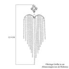 Weißer Kristall Ohrhänger, silberfarben