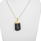Schwarzer Turmalin Anhänger, goldfarben ca. 50.00 ct