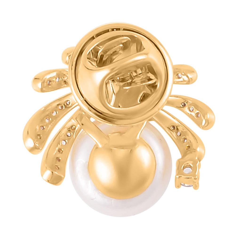 Weiße Süßwasser Perle (11-12 mm), Weißer Zirkonia Brosche Nickelfreies Messing