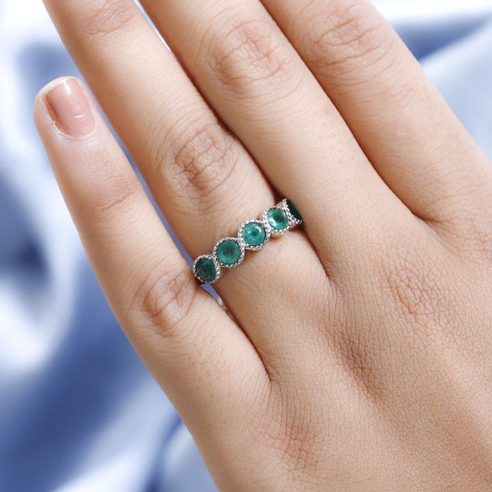Kagem Sambischer Smaragd Ring, 925 Silber platiniert ca. 1.00 ct