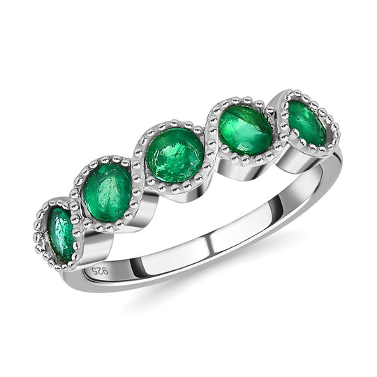 Kagem Sambischer Smaragd Ring, 925 Silber platiniert ca. 1.00 ct
