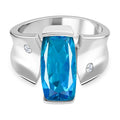 Karibik Quarz, Weißer Zirkon Ring Edelstahl (Größe 17.00) ca. 6.09 ct