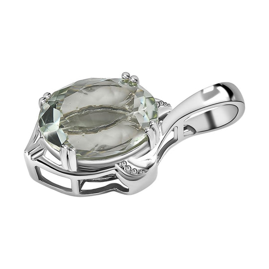 AAA Prasiolith Anhänger, 925 Silber platiniert, ca. 4.27 ct