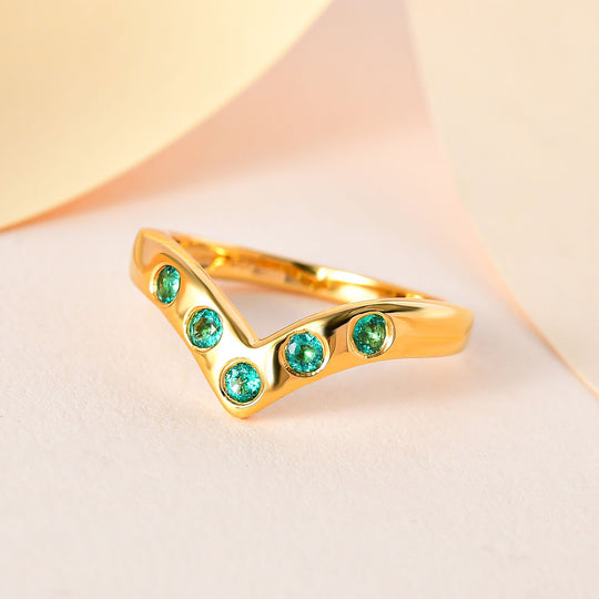 Kolumbianischer Smaragd Ring, 925 Silber Gelbgold Vermeil ca. 0.31 ct