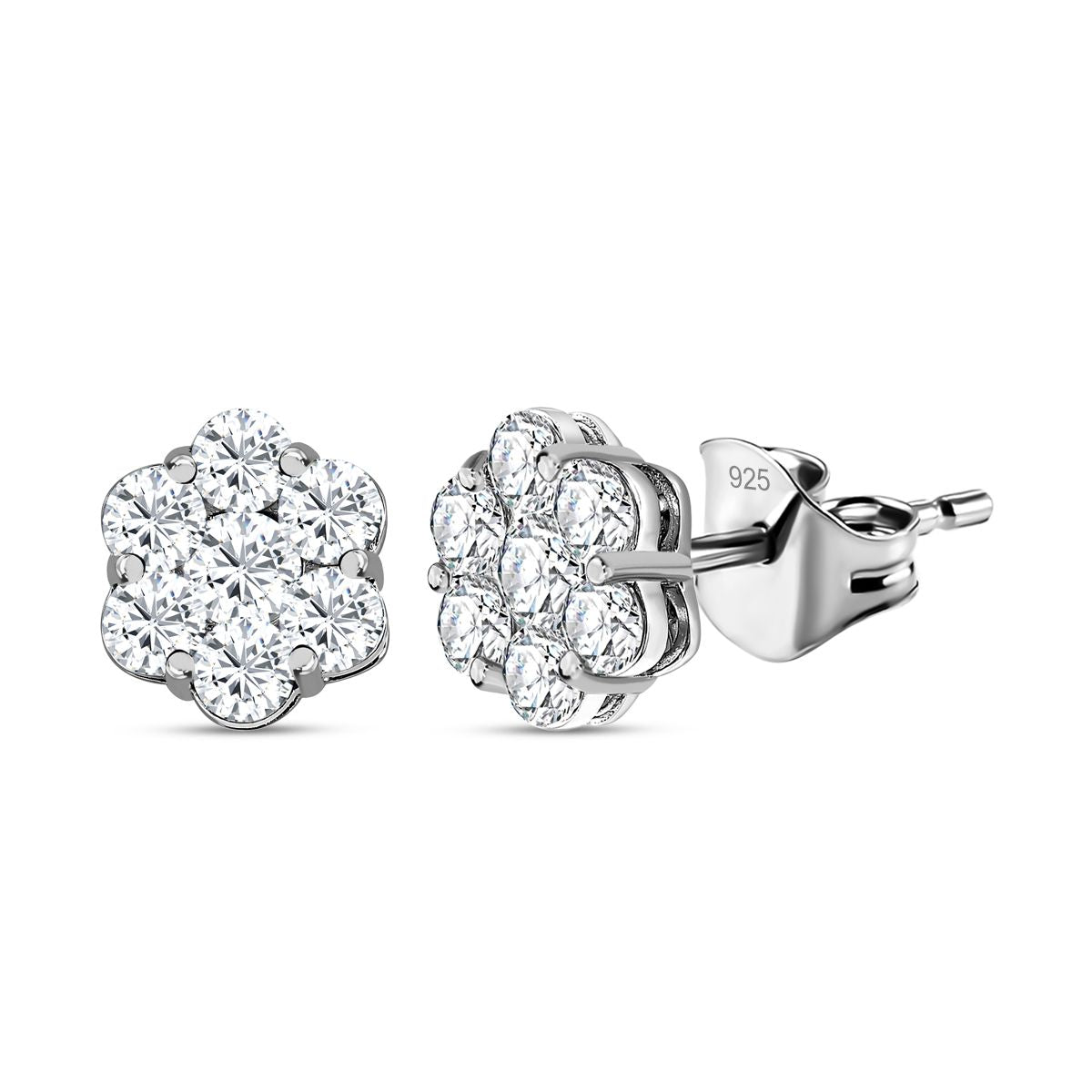 LUSTRO STELLA -  AAA Zirkonia Ohrringe, 925 Silber platiniert, ca. 3.05 ct