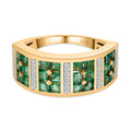 Kagem Sambischer Smaragd, weißer Zirkon Ring, 925 Silber Gelbgold Vermeil (Größe 19.00) ca. 1.71 ct